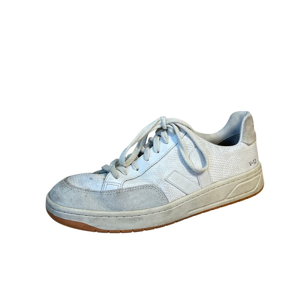 Veja V-12 Women's White Gray Suede Leather Lace Up Low Top Sneakers Shoes 9